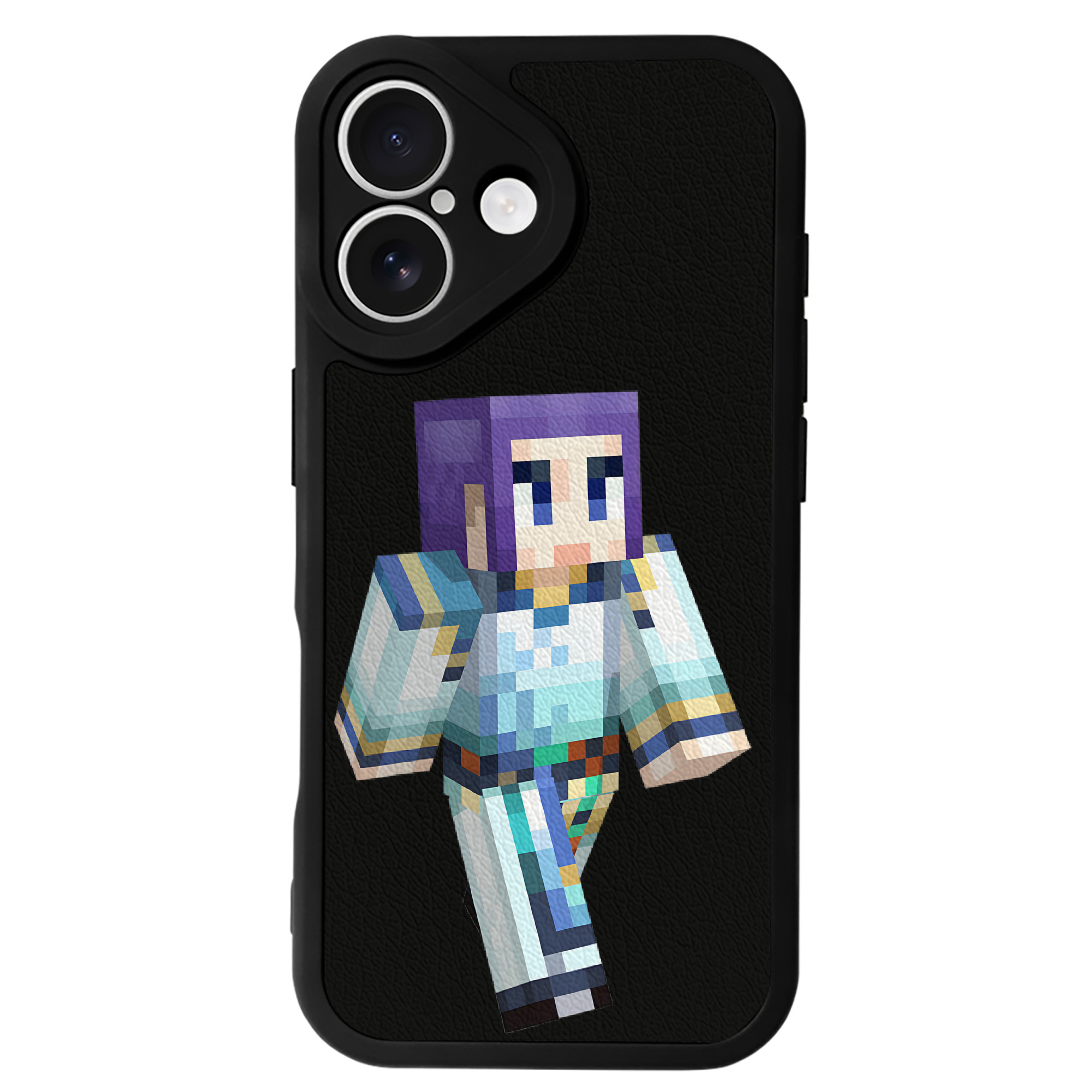 （画像用） マインクラフト ブロックの世界 Minecraft MC Block world 【iPhone 16シリーズ対応】シリコンスマホケース（レザー調） 材質：シリコン